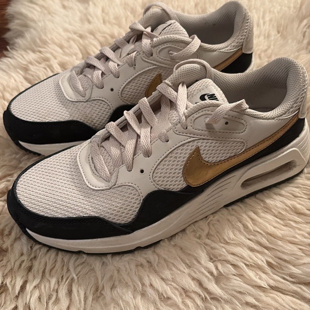 Nike Air Max Women's White and Gold Sneakers
